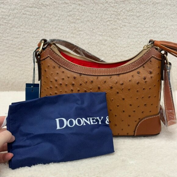 DOONEY & BOURKE - Shoulder Bag Purse in Caramel Italian Leather Ostrich NEW $268 - Picture 6 of 9